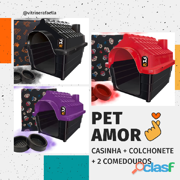 Casinha + colchonete + 2 comedouros cachorro n2 casa pet com proteção raios uv desmontável