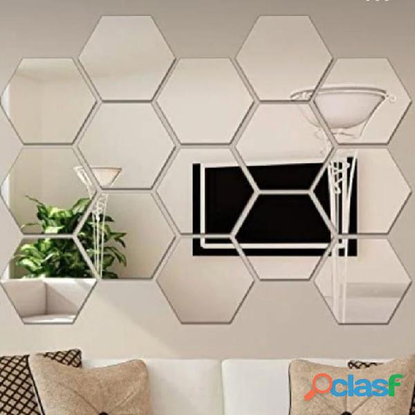 Kit 10 espelhos adesivos decorativos hexágonos