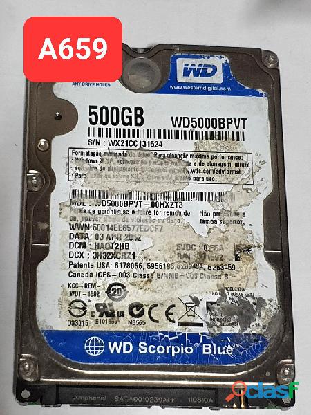 Placa hd 500 gb wd5000bpvt 00hxzt3   cod. a659