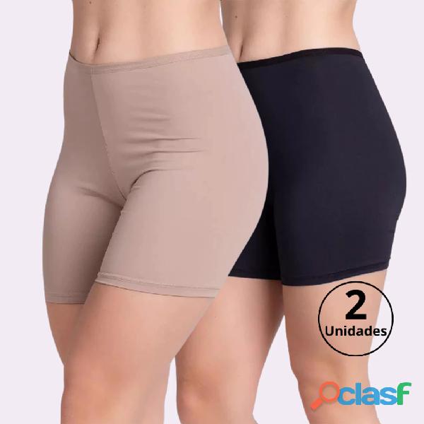 Kit 2 short anágua meia perna liso conforto segunda pele feminino bermuda moda íntima lingerie