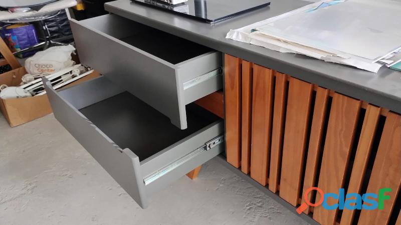 Rack Armário Aparador Para Sala TV Cinza 5