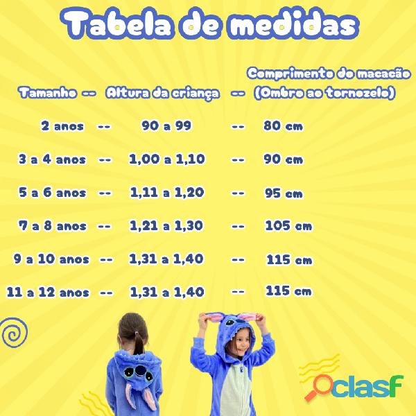 Pijama Macacão Stitch menino Menina Infantil Kigurumi De Pelúcia Com Zíper 2
