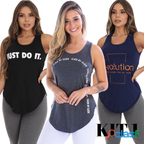 Kit Com 3 Camisetas Fitness Atleta Academia Mulher Crossfit Pilates Yoga Kit Com 3 Camisetas Fitness Atleta Academia Mulher Crossfit Pilates Yoga