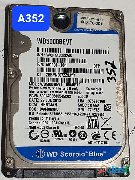 Placa Hd 500 Gb Wd5000bevt 60a0rt0 Cod. A352 Placa Hd 500 Gb Wd5000bevt 60a0rt0 Cod. A352