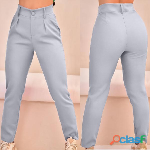Calça Alfaiataria Feminina Reta plissada Elegante Social Casual Plus size mais vendidas 6