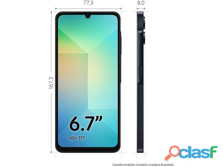 Smartphone Samsung Galaxy A06 128GB 4GB RAM Azul Escuro 6,7" Câm. Dupla + Selfie 8MP 1