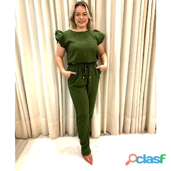 Conjunto Scrub Jaleco Casual Sofisticado De Blusa Calça em Linho De Algodão 15