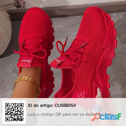 Sneakers de Tricô Respiráveis para Mulheres Leves, Confortáveis e de Cano Baixo com Sola Macia par 5