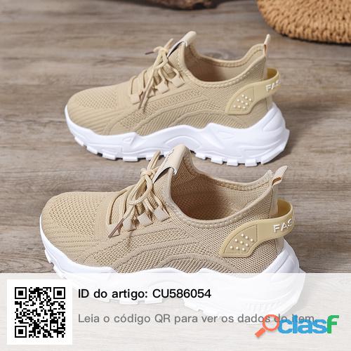 Sneakers de Tricô Respiráveis para Mulheres Leves, Confortáveis e de Cano Baixo com Sola Macia par 3