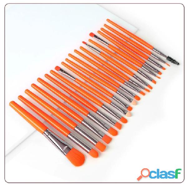 Kit 20 Pinceis Profissional Pincel Maquiagem Preto e Neon 4