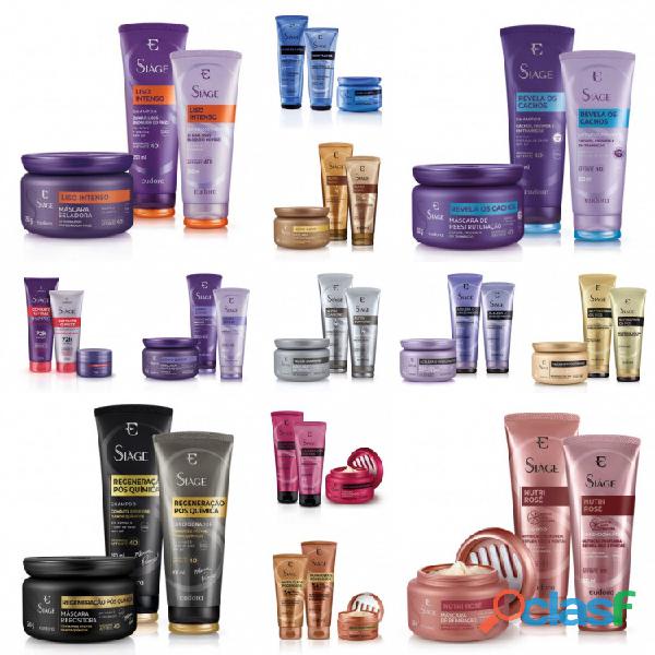 Kit combo cronograma capilar shampoo/condicionador/mascara linha siage eudora