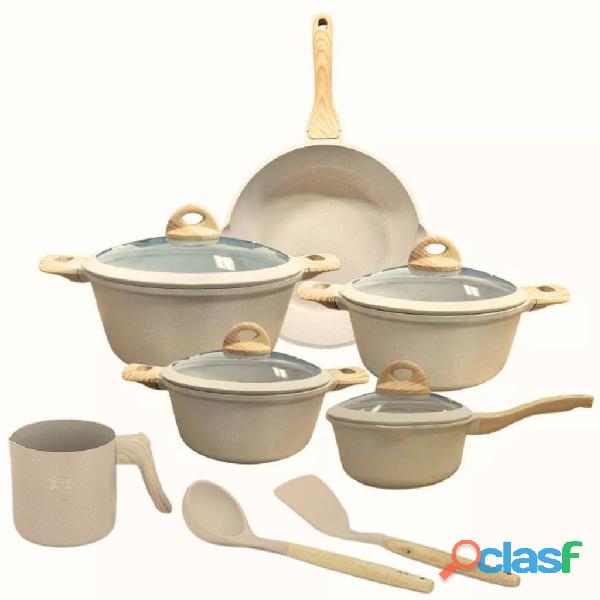 Jogo de Panelas 5 Peças Indução Gás Conjunto de Panelas Revestido em Cerâmica Granito Antiaderente F Jogo de Panelas 5 Peças Indução Gás Conjunto de Panelas Revestido em Cerâmica Granito Antiaderente F