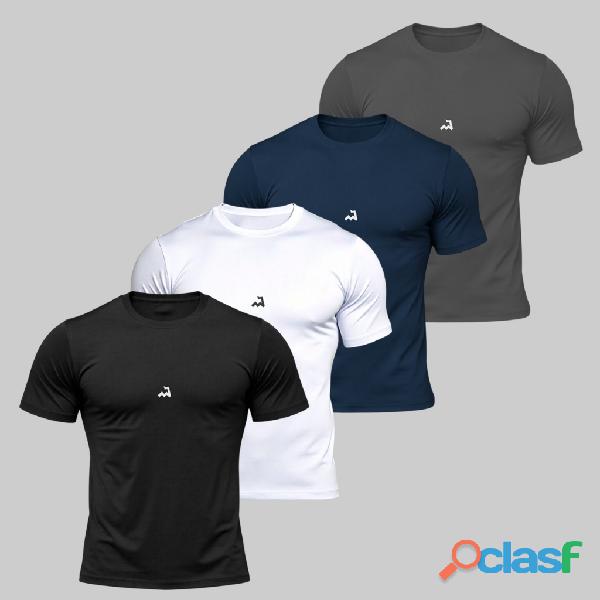 Kit 4 Camiseta Dry Masculina Manga Curta Fitness Academia Corrida CrossFit Poliester Premium 10