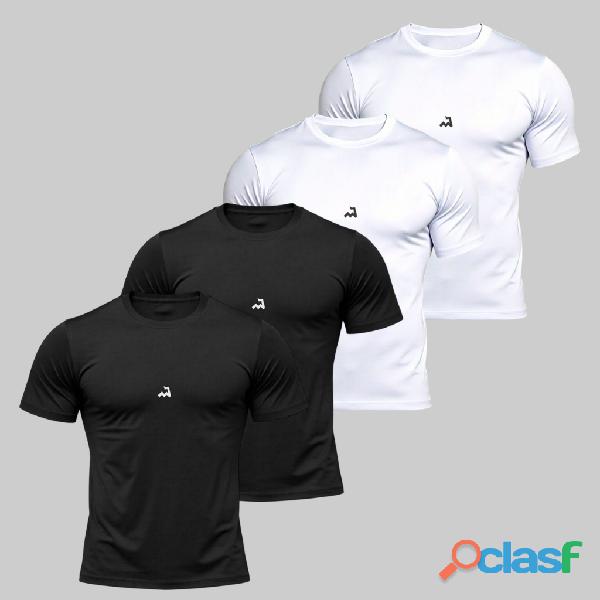 Kit 4 Camiseta Dry Masculina Manga Curta Fitness Academia Corrida CrossFit Poliester Premium 16