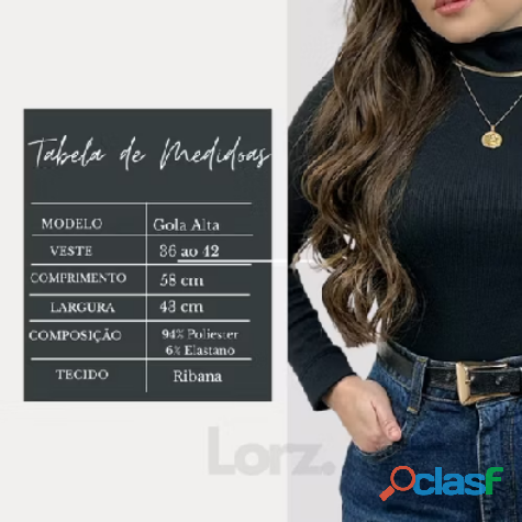 Blusa feminina manga longa cacharrel 100% algodão confortável básico gola alta 6