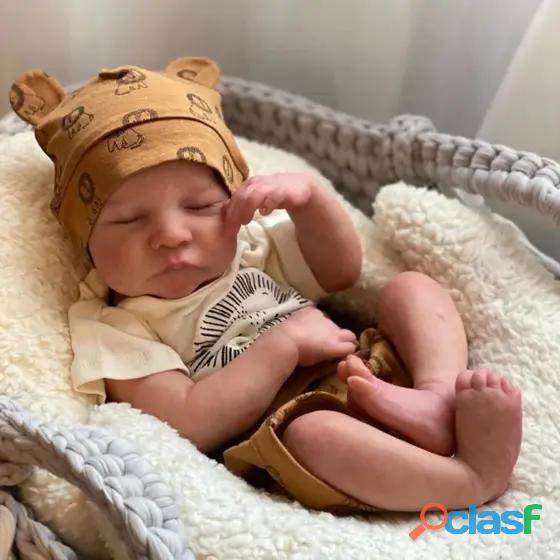 Bebê reborn boneca realista de olhos fechados em silicone Bebê reborn boneca realista de olhos fechados em silicone