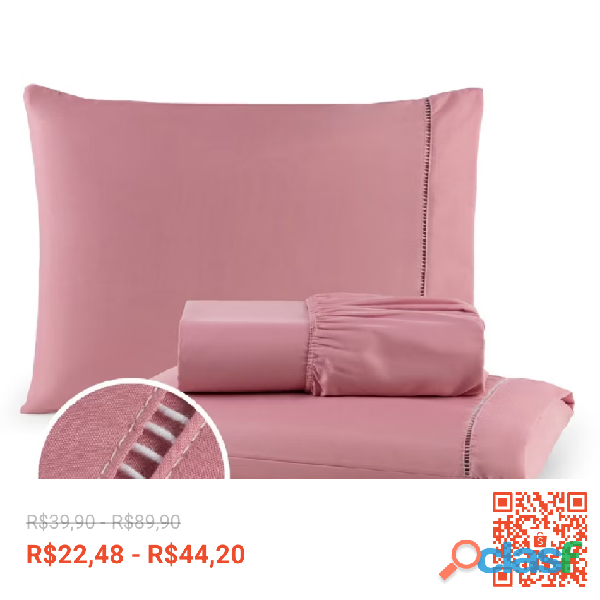 Jogo de lençol 03 peças 400 fios cama casal Queen micropercal ponto palito