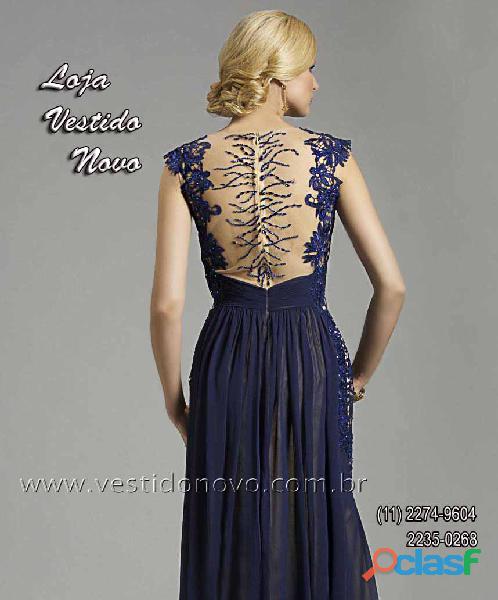 Vestido de formatura, mãe da noiva, azul marinho, zona sul