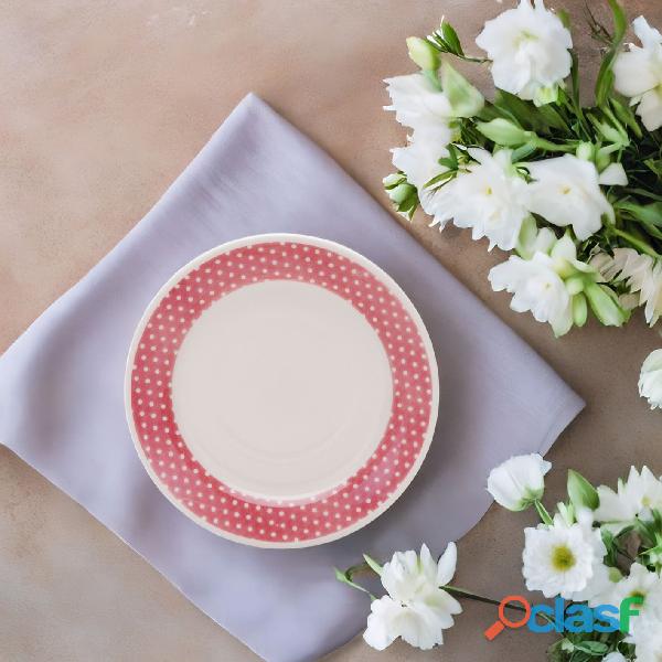 Aparelho de Jantar Chá 30 Peças Biona Cerâmica Redondo Rosa Donna AE30 5160 1