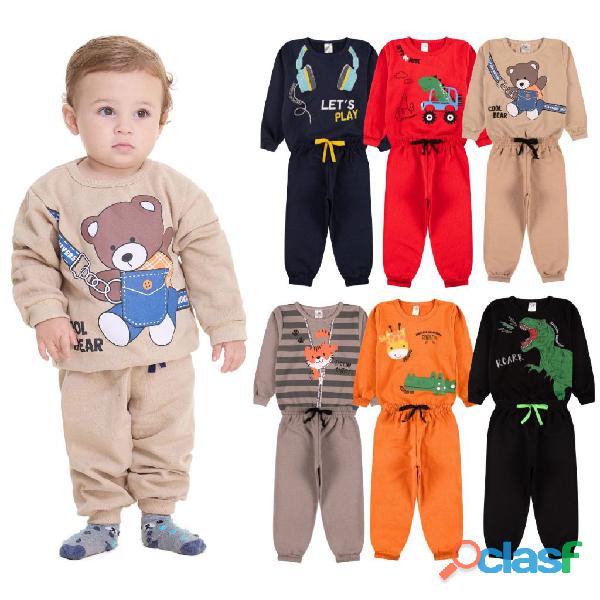 Kit Sortido 6 Peças Moletom Roupa De Bebê Menino Infantil Inverno Ou 2 Peças Moletom Roupa Conjunto 1