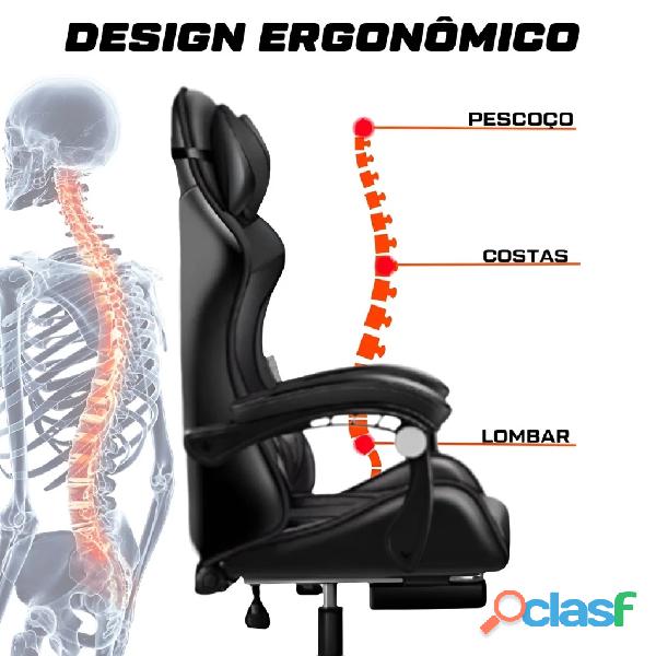 Cadeira Escritório Gamer Ergonômica Reclinável Confortável Com Rodinha E Apoio Para Os Pés 7