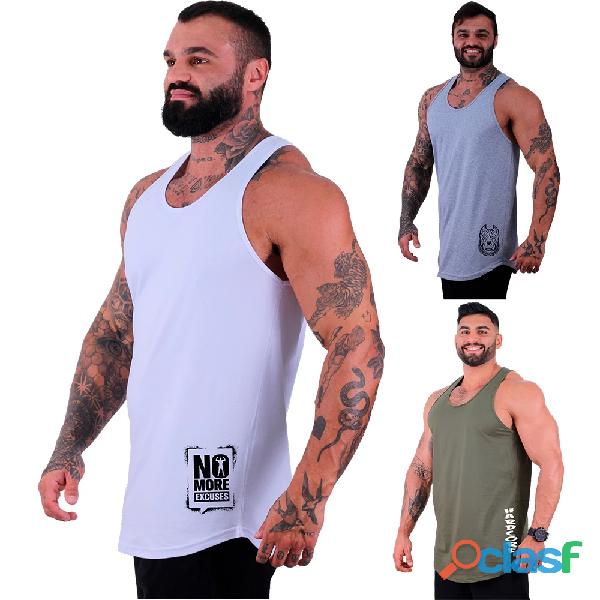 Kit 3 Regatas Longlines MXD Conceito MMA No Pain No Gain No Rule No Limits